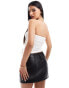 Фото #4 товара Kaiia slinky ruched split detail bandeau top in white