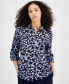 Фото #1 товара Women's Printed Roll-Tab-Sleeve Button-Front Cotton Shirt