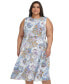 Фото #5 товара Plus Size Printed Sleeveless Fit & Flare Dress