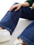 Фото #4 товара Vila high waisted wide leg jeans in dark blue wash
