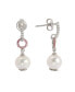 Фото #2 товара Pink Sapphire & Lab-Grown White Sapphire & Freshwater Pearl Drop Dangle Earrings in Sterling Silver by Suzy Levian