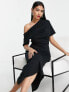 Фото #1 товара ASOS DESIGN pleated shoulder pencil dress in black
