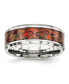 Stainless Steel Polished Red Imitation Opal Inlay 8mm Band Ring