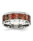 ფოტო #1 პროდუქტის Stainless Steel Polished Red Imitation Opal Inlay 8mm Band Ring