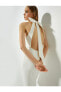 Фото #2 товара Вечернее платье Koton Белое с открытой спиной и бантом