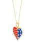 Фото #3 товара Giani Bernini enamel Stars & Stripes Heart Pendant Necklace in 14k Gold-Plated Sterling Silver, 16" + 2" extender, Created for Macy's