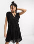 Mango plisse mini dress in black