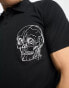 Фото #3 товара Bolongaro Trevor short sleeve polo in black with skull front print