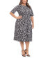 Фото #3 товара Plus Size Floral-Print Short-Sleeve Midi Dress