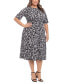 ფოტო #3 პროდუქტის Plus Size Floral-Print Short-Sleeve Midi Dress