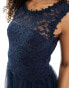 Vila Bridesmaid lace and tulle maxi dress in navy