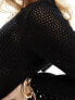 Фото #3 товара New Look crochet long sleeve mini beach dress in black