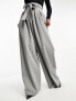 Фото #8 товара ASOS DESIGN Tall belted paperbag co-ord trouser in light grey