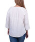 ფოტო #2 პროდუქტის Petite 3/4 Sleeve Tunic with Crochet and Tie Neck