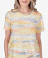 Фото #4 товара Petite Charleston Watercolor Short Sleeve Crew Neck Top