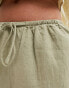 Cotton On relaxed drawstring shorts in khaki linen look Wüstensalbei, 46 - фото #5