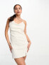 Фото #1 товара Stradivarius linen cami mini dress in natural