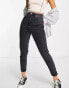 Topshop tapered mom jeans in washed black - BLACK