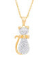 Фото #1 товара Macy's diamond Accent Cat Pendant 18" Necklace in 14K Gold Plate