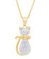 ფოტო #1 პროდუქტის Diamond Accent Cat Pendant 18" Necklace in 14K Gold Plate