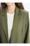 Düz Uzun Kollu Keten Görünümlü Kadın Blazer Ceket