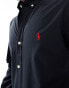 Фото #6 товара Polo Ralph Lauren player logo slim fit poplin shirt button-down in black