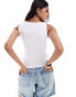 Stradivarius boat neck sleeveless top in white