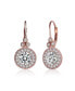 18k Rose Gold Plated with Cubic Zirconia Antique Drop Huggie Hoop Earrings in Sterling Silver