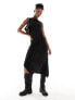 Фото #3 товара COLLUSION ruched slash neck asymmetric dress in black