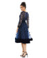 Фото #3 товара Women's Embellished Illusion High Neck Long Sleeve Fit & Flare Dress