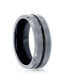 ფოტო #2 პროდუქტის Matte & Polished Silver and Black Stripe Tungsten Ring