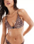 ASOS DESIGN Mindy triangle bikini top with front fastening in leopard Leoparden-Tierdruck, 44 - фото #1