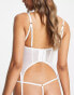 Фото #3 товара ASOS DESIGN Bridal metallic swirl lace basque with suspender straps in white