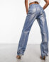 KYO The Brand – Metallic-Jeans in in blauer Waschung mit weitem Bein Verwaschenes Blau, 34 - фото #3