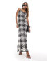 Фото #1 товара In The Style crochet cami maxi dress in black and white patchwork