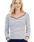 ფოტო #3 პროდუქტის Women's Striped Sweetheart-Neck Sweater