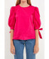 Women's Bow Banded Puff Sleeve Blouse