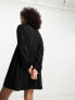 Фото #2 товара ASOS DESIGN long sleeve mini smock dress with buttons in black