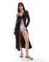 Фото #1 товара Pieces tie front maxi cardigan in black