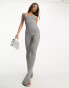 Фото #1 товара I Saw It First ribbed open back flared jumpsuit in grey