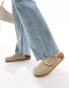 Bershka buckle detail flat mules in sand