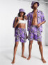 Фото #4 товара COLLUSION Unisex typo print shorts co ord in purple