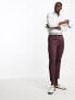 Фото #1 товара ASOS DESIGN tapered turnup smart trousers in burgundy texture