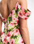 Фото #3 товара Hope & Ivy cold shoulder satin midaxi dress in pink floral