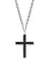 ფოტო #1 პროდუქტის EFFY® Men's Black Spinel Cross Pendant Necklace 22" in Sterling Silver