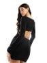 Фото #1 товара ASOS DESIGN long sleeve mini dress with open back and strap details in black