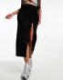 Noisy May adjustable ruched midi skirt in black