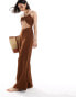 The Frolic tahiti ring tie detail beach jumpsuit in dark brown