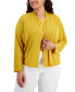 Plus Size Collarless Open-Front Jacket