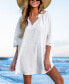 Фото #2 товара Women's White Cotton Dolman Sleeve Cover-Up Beach Dress